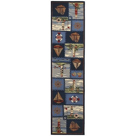Safavieh 2 ft. - 6 in. x 10 ft. Runner- Country and Floral Chelsea Blue Hand Hooked Rug HK267A-210